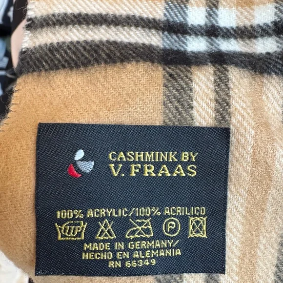 V. FRAAS Tan Plaid Scarf - Picture 3 of 3